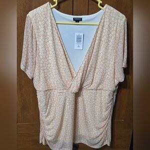 Torrid Peach Floral Wrap Top